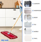 36 Inch Red Commercial Dust Mop & Floor Sweeper – Wood Handle Floor Mop for Tile, Hardwood & Concrete