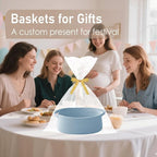 Woven Basket,Small Rope Storage Bin with Handles & Ribbon Bag, Organizer for Shelves Closets,Gift Basket Empty for Birthday,Books,Dog Toys, Blue