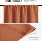 PONY DANCE Burnt Orange Short Black Out Curtains for Kitchen Over Sink 45 inch Length, Thermal Insulated Room Darkening Blackout Drapes for Small Bathroom Window(2 Panels Set, 42 inches Wide)