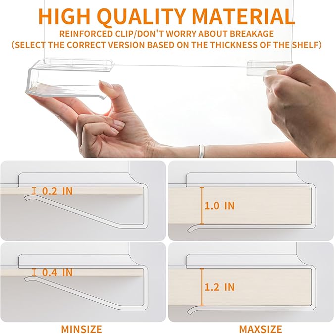 Yieach 4 Pack Towel,Sweater,Purse Organizer and Acrylic Shelf Dividers for Closet Organization - Adjustable Height - Vertical Shelf Separators for T Shirt,Clear Closet Shelf Divider for Wood Shelves