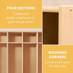 Sleekline 4-Section Coat Locker, Kids Furniture, Natural