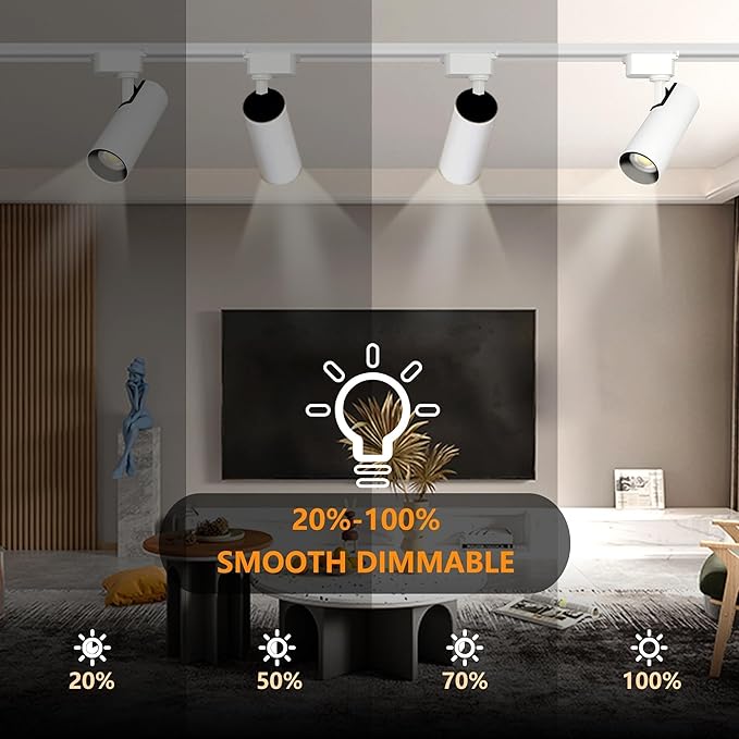 Super Brightness 4000K Natural Light Dimmable Brightness 25W 2000lm H Type LED White Track Lighting Kit System with 13 FT Track Rails, Ceiling Spotlight Fixture with Installation Package