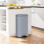 Arlopu 8/13.2 Gallon Step Trash Can, Stainless Steel Garbage Bin, Soft-Close Rubbish Bin with Removable Plastic Inner Bucket, Fingerprint-Proof, Lid Dustbin, Suit for Kitchen Home (Haze Blue, 30L)