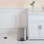 Amazon Basics Smudge Resistant Small Rectangular Trash Can With Soft-Close Foot Pedal, Brushed Stainless Steel, 12L/3.2 Gal, 11.3x9.9x15.1 in, Satin Nickel Finish