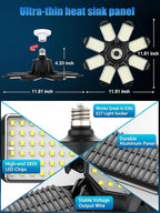 TANBABY 260W LED Garage Lights 2 Pack, Total 52000LM Deformable Ceiling Light with 8+1 Adjustable Panels, E26/E27 Screw-in Bulbs for Basement & Attic, Gift for Men