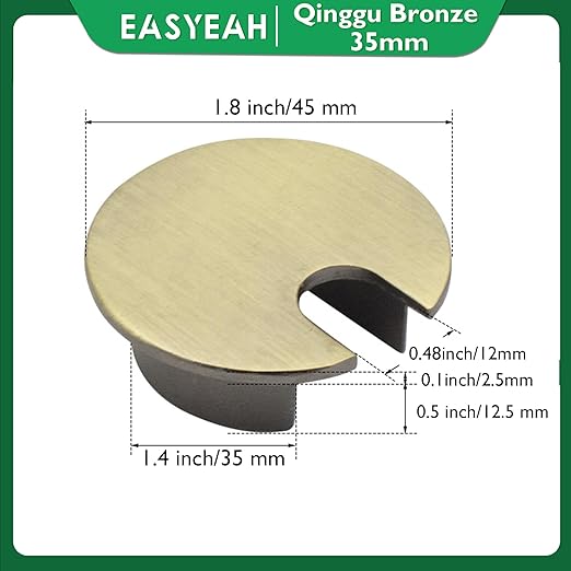 2 Pcs Desk Grommet 1-3/8" / 35 mm, Desk Cord Hole Cover, Cable Grommet Metal Zinc Alloy Materilal, Desk Hole Grommet for Home & Office Pc, Detachable Cable Cord Organizer-Bronze