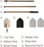 Eyliden 2-in-1 Floor & Tub Scrubber Brush - 1 Stiff Bristles Brushes & 2 Non-Scratch Pads, 180°Swivel Head, Adjustable Handle - Deep Cleaning Tub, Bathroom, Tile, Shower, Sink