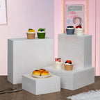 4 Pieces Wooden Cake Stands,Natural Wite Cupcake Stands for Display,12 inches Square Wooden crates,Wood Display risers for Wedding,Birthday Party,Christmas,etc. (Natural White)