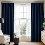 PONY DANCE Navy Blue Blackout Curtains 80 inches Long, Country Curtains Window Decor Sunlight Shade Blind for Sliding Glass Door Family Room Living Room Cabin, W 42 x L 80 inch, 2 Panels