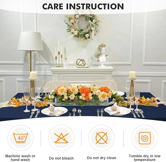 SEPARO 2 Pack 6 Ft Navy Blue Table Cover Fitted Rectangular Tablecloth Stretchable Fabric Table Cloth 6 ft Wrinkle-Free for Party Tradeshows Banquet Weddings Cocktail