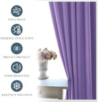 PONY DANCE Lilac Curtains Drapes - 42 x 45 inches Long Lilac Blackout Panels Home Fashion Solid Rod Pocket Curtain Blinds for Room Decoration Thermal Insulated Light Block, 1 Pair