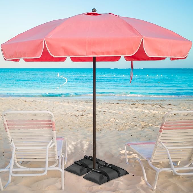 Esmorah Umbrella Base Weights Sand Bags, 2 Pack 65lbs Fillable Weight Bags to Hold Things Down, Black Weighted Base Sandbags for Outdoor Furniture Patio Cantilever Umbrellas Stand (Without Sand)