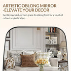 ANDY STAR 30x36 Chrome Bathroom Mirror, Oblong Silver Mirror with Stainless Steel Metal Frame, Oval Vanity Mirror for Over Sink, Modern Anti Rust Wall Mounted