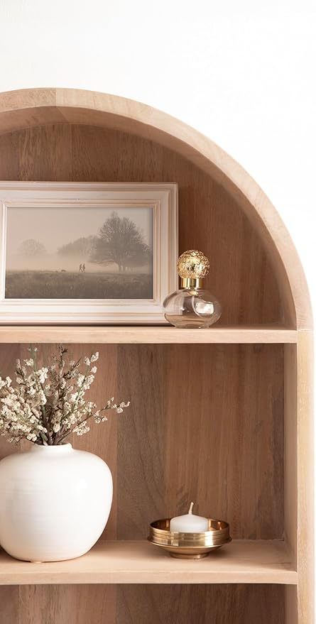 Kate and Laurel Arcott Modern Arched Wall Shelf, 18 x 26, Natural Wood, Transitional Arch Wall Shelves for Over-The-Toilet Storage or Entryway Storage Shelf