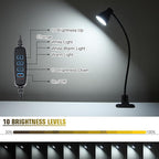 Clamp Desk Lamp, Clip on Reading Light, 3000K-6500K Adjustable Color Temperature, Multiple Illumination Modes, CRI>90, 6Watts (Adapter Not Included)