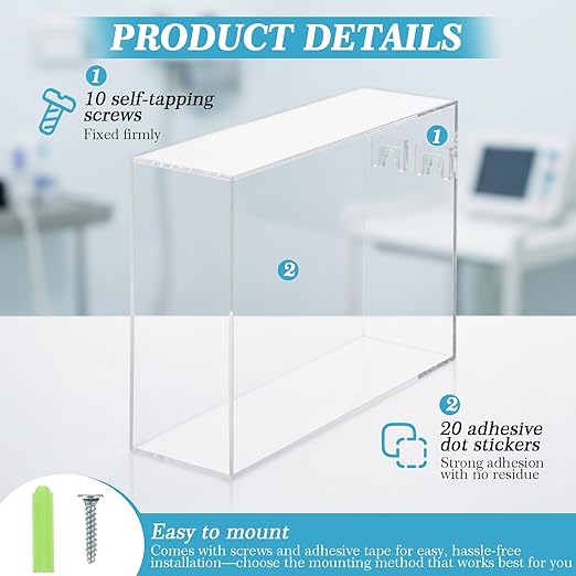 Novabright Clear Acrylic Sterilization Pouches Dispenser Rack Multi-Sized 5 Stations Wall Mount Holder for Face Mask Gloves Tissue Plastic Bag Hair Net Shoe Covers for Kitchen Medical Restaurant