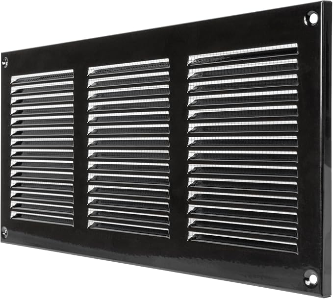 Repa Market 2-Pack Black Air Vent Cover 12" x 6" Inch (Outer Dimensions) - Steel Return Air Grilles - for Ceiling and Sidewall - HVAC - with Protection Screen (11.81" x 5.90" Inch)