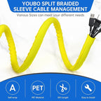 Split Braided Cable Sleeve，Flexible Wire Loom Tubing, Automotive Cord Protector Pet Proof, Cable Management for Computer TV Electric Wires Harness 16ft (Yellow, 19mm（3/4")