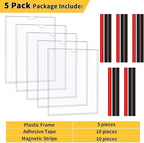 Magnetic Sign Holder - 8.5x11 Wall Sign Holder - Rigid Plastic Sign Holder with Magnet Strips and Adhesive Strips - Magnetic Display Frame Door Sign Holder for Poster Document