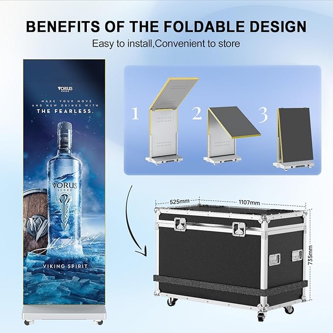 Indoor LED Digital Signage Display with P1.86, LED Poster Screen Frameless Splicing, Advertising Display USB Plug-and-Play & Remote Control for Giant Commercial Events & Rentals (Black, 2-Panels)