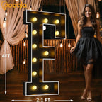 Pooqla 4 FT Marquee Light Up Letters, Black Marquee Letter Lights 4 Feet Tall, Giant Letter Sign Big Mosaic Letters for Balloons Birthday Party Anniversary Wedding Decorations, Warm White Letter F