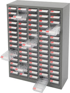 75 Drawer Parts Cabinet,Metal Tool Cabinet with Each Drawer 5.5 Lbs Load ,Bolt and Nut Tool Storage Box with Hooks , Material Cabinet for Hardware Stores, Warehouses, Car Repair Shops(Grey & Clear)