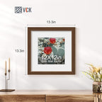VCK 12x12 Picture Frame 5 Pack - Brown, High-End Wood Poster Frames with Tempered Glass, Display 8x8 Photo with Mat or 12x12 without Mat, Art Gallery-Quality, Wall Hanging, Brown
