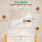 TokeShimi 42x36 Beveled Frameless Bathroom Mirror Decorative, Bathroom Vanity Mirrored with 1" Beveled Edge, Shatterproof Modern Frameless Mirror Rectangle for Living Room, Entryway, Restroom