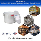 MirOil Oil Grease Bucket & Filter Pot, Silver (7 Gallon) – Fryer Container w/Lid Lock & Clip, Food Grade Interior Coating - Hot Grease Collection Pot - Made In USA – Model #60L