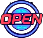 GreenCube 21"x19" Open Sign - Ultra Bright Jumbo LED Neon Large Open Sign - Remote Controlled - Get Your Business Seen Day or Night