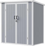 5x3 Resin Garden Sheds & Outdoor Storage on Clearance, Weather-Resistant Plastic Shed with Floor and Lockable Door for Garden Tools, Lawn Mower, Bike, Backyard Organization, Aritic Light Grey