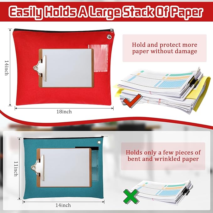 4 Pcs Interoffice Mailer Canvas Transit Sack Zipper Bag 18" x 14" Large Zipper Pouch with Grommet Interoffice Mail Bag (Red)