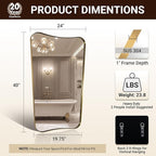 ANDY STAR 24x40 Inch Mirror, Brushed Gold Bathroom Mirror for Over Sink, Large Decorative Wall Mirror with Stainless Steel Frame, Anti-Rust, Italian Luxury Style Home Decor