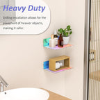 9 Inches Iridescent Floating Shelves Acrylic, White Wall Shelves for Living Room Décor, Bedroom, Bathroom, Kitchen, Dining Room, Brand Store, Retails, Gaming Room, 2 Pack