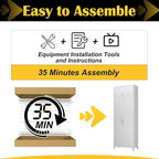 Metal Storage Cabinet and Wall Upper Storage Cabinet,90Inch White Kitchen Pantry Cabinets with 4 Adjustable Shelves,Tall Food Cupboards for Living Room, Dining Room Office