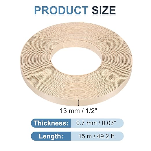 PATIKIL Maple Edge Banding, 1/2 in x 49.2 ft Wood Veneer Tape, Pre-glued Flexible