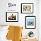 VCK 11x14 Black Picture Frame Set of 5, Textured Modern Wooden Photo Frames with HD Glass | Matted to 8x10 or 11x14 without Mat | Wall Hanging Display - Hardware Included