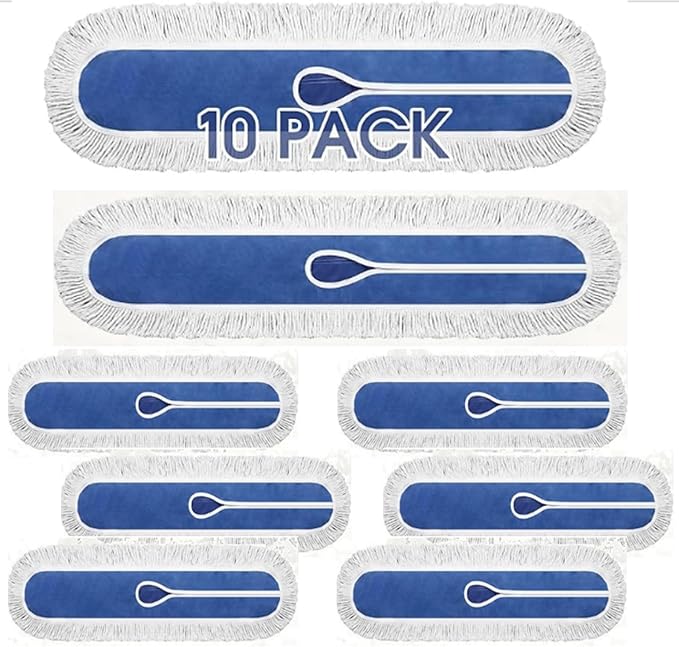 10 Pack 36" Commercial Dust Mop Replacement Heads Reusable Washable Cotton Dusting Pads Compatible with Industrial Dust Mop for Commercial Floor Cleaning and Janitorial Supplies Gym Office