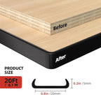 U-Shape Edge Banding, 0.8 inch x 20ft Edge TPE Self Adhesive Veneer Edging Trim Flexible Edge Protector, Strip for Countertop Cabinets Table Restoration Shelves, Black
