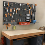 TORACK Metal Pegboard Wall Organizer System for Garage, 109 PCS Pegboard Accessories Tool Organizer Kit with Pegboard Bins, Hooks, Pegboard Tool Storage System for Workbench(Black)
