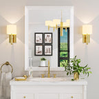 Amorho Bathroom Mirror, 40x30 Inch White Thick Metal Framed Wall Mirrors for Over Sink, Bedroom, Living Room, Entryway, Rectangle Wall-Mounted Mirrors(Horizontal/Vertical).