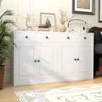 BESFUR Buffet Metal Cabinet with Storage 32”,White Sideboard Farmhouse Storage Cabinet with Adjustable Shelves, 2 Drawer and 4 Doors for Entryway Living Room, Bathroom, Kitchen,Home Office,Apartment