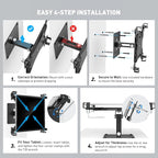 AboveTEK Universal Tablet Wall Mount, Anti-Theft iPad Mount with Locking Enclosure for 9.7"-13" Screen, Heavy-Duty Aluminum Kiosk for Business POS Display, Adjustable 360° Swivel & Tilt VESA Mount