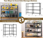 Himimi 4-Tier Heavy Duty Metal Storage Rack, 1200LBS Adjustable Wire Shelving for Storage, Standing Storage Shelf Units for Kitchen Garage Pantry Laundry, 60" W x 14" D x 60" H, Black