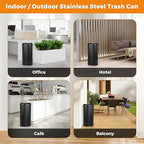 BEAMNOVA Commercial Trash Can 16.5 Gal Open Top Black Outdoor Indoor Garbage Enclosure Inner with Lid Inside Bucket 15 * 30.7 inch Stainless Steel Industrial Waste Container