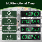 YZ Gym Clock for Home Gym with Start/Stop Button, Interval Timer for Workout, Stopwatch/Countdown Timer with Remote, 12/24H Digital Wall Clock, Portable Home Gym Accessories