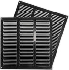 Repa Market 2-Pack 12x12 Inch Air Vent Cover/Black Galvanized Steel Louvered Grill Cover with Mesh Screen/Wall or Ceiling Vent/Durable Flush Mount HVAC Register for Indoor and Outdoor Ventilation