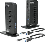 Plugable USB 3.0 and USB-C Universal Laptop Docking Station with 2 HDMI Ports for Windows, Mac (Driver Required), and ChromeOS, Gigabit Ethernet, Audio