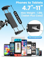 Tablet Floor Stand with 4.2LB Base,Overhead Bed Phone Stand Angle Height Adjustable Tablet Holder Bed,Phone Stand for iPad/iPhoneX/iPad Pro Air Mini, Samsung Tab,E-Readers…