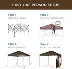 Best Choice Products 10x10ft Easy Pop Up Canopy w/Side Wall, 10 Pockets, Portable Carrying Case, 1-Button Setup, 4 Weight Bags - Brown